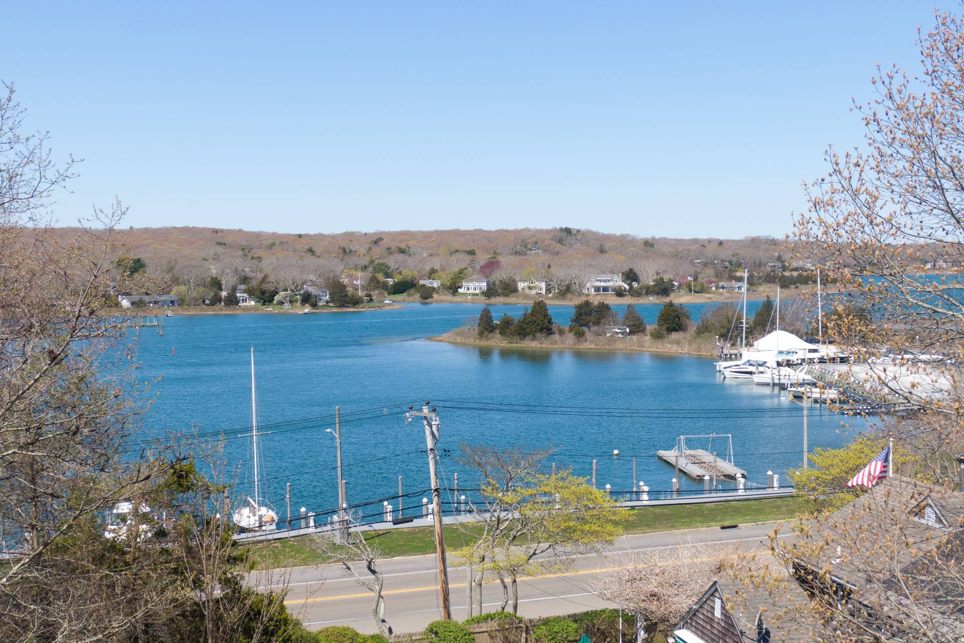 a view of a lake with a mountain