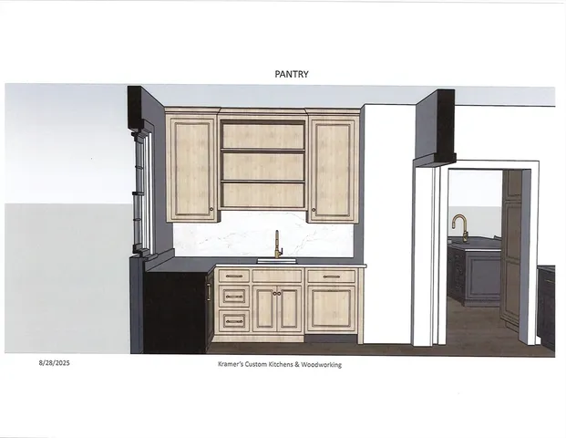 a kitchen with granite countertop a stove a sink and a refrigerator with wooden floor