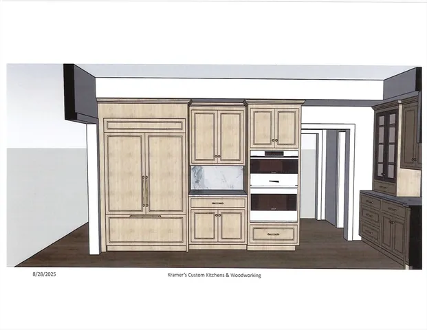 a kitchen with a sink and a refrigerator