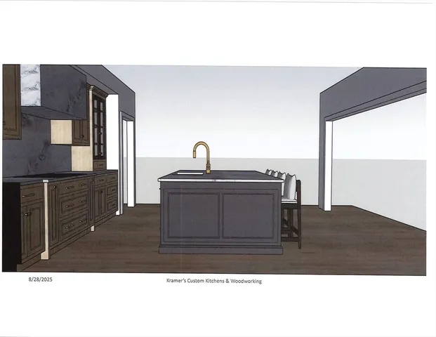 a kitchen view of a kitchen island a sink stainless steel appliances and cabinets