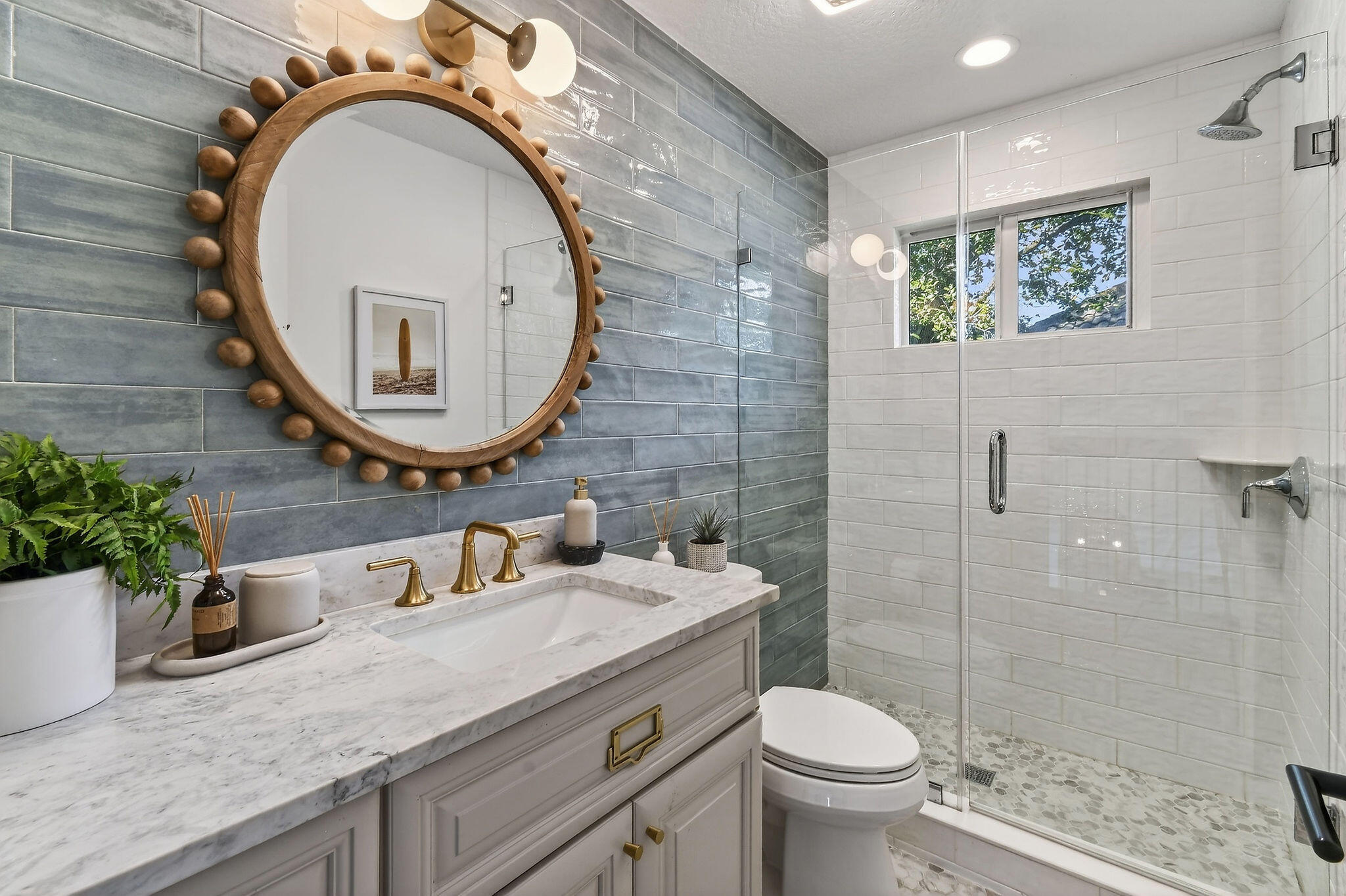 19954 Loxahatchee Pointe Drive Jupiter, FL 33458 - Photo 34 of 60 a bathroom with a granite countertop toilet a sink and a mirror