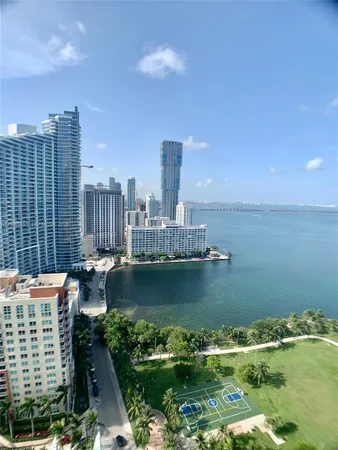 a view of a city with tall buildings