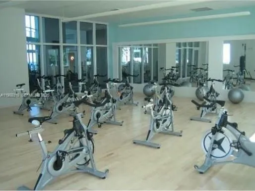 a view of a room with gym equipment