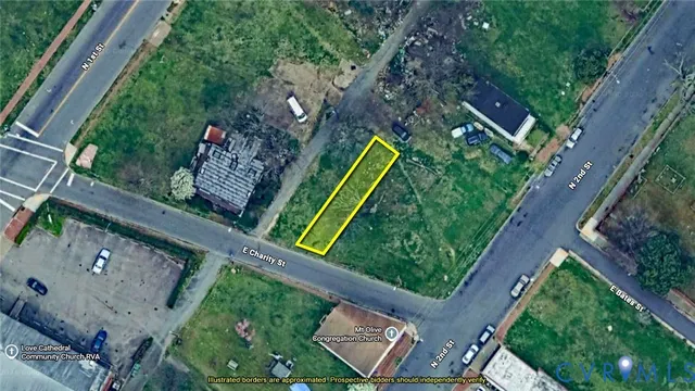 an aerial view of a backyard