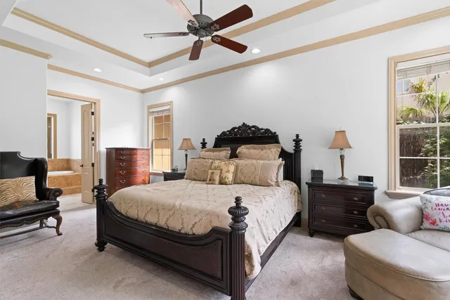 a view of a dining room a table and chairs
