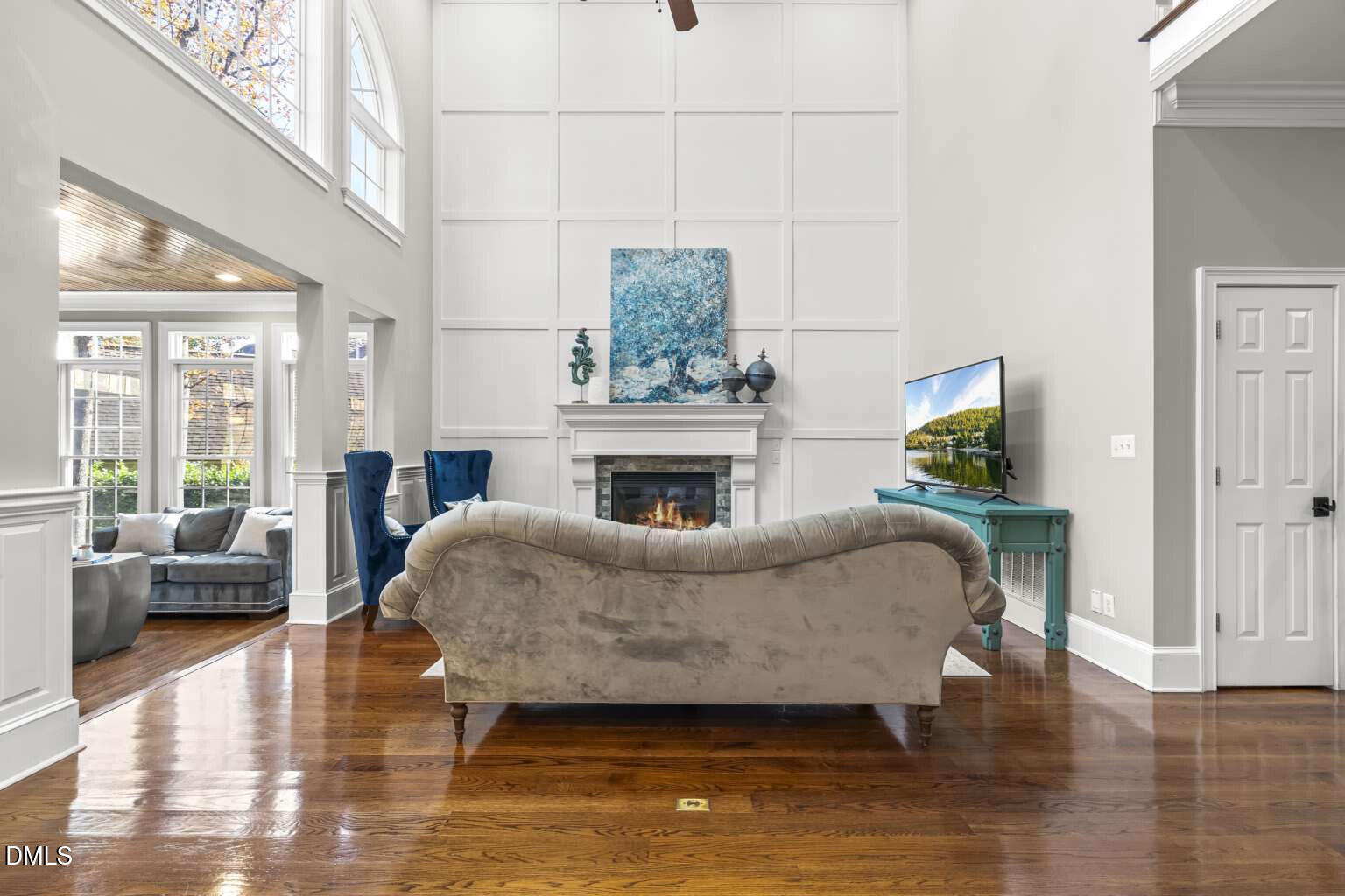 12452 Richmond Run Drive Raleigh, NC 27614 - Photo 15 of 73 a living room with furniture and a fireplace