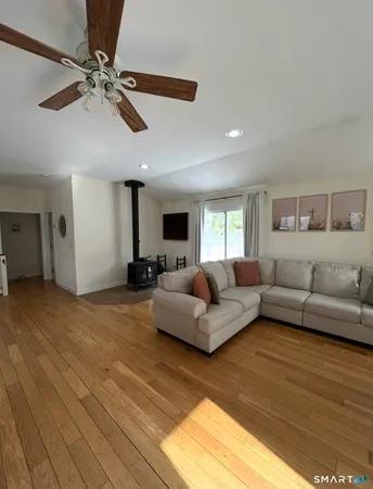 a kitchen with a stove and cabinets