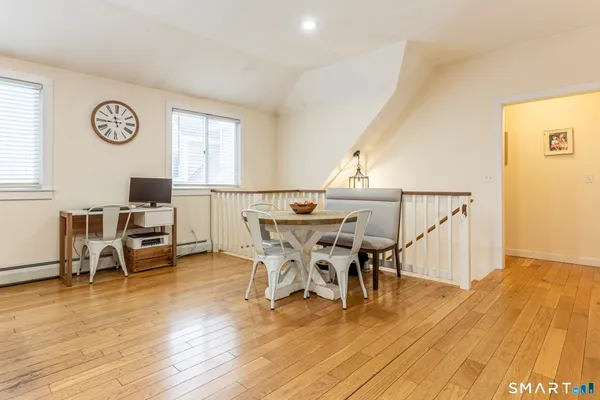 a room with a table and a chair