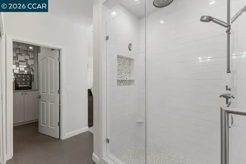 a view of a hallway with closet