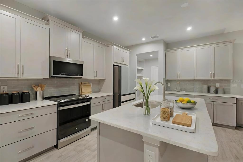 19431 Monarch Wind Way Lutz, FL 33558 - Photo 3 of 17 a kitchen with a sink a stove top oven and white cabinets