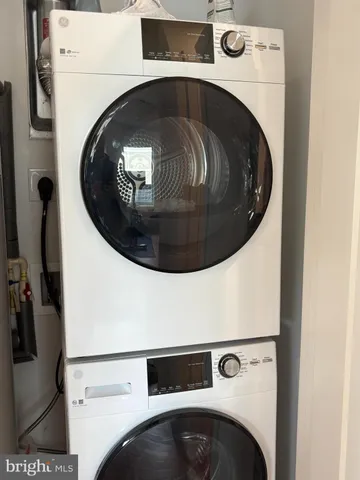 a utility room with a washer and dryer