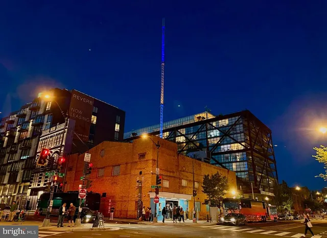 a view of a building with a street view