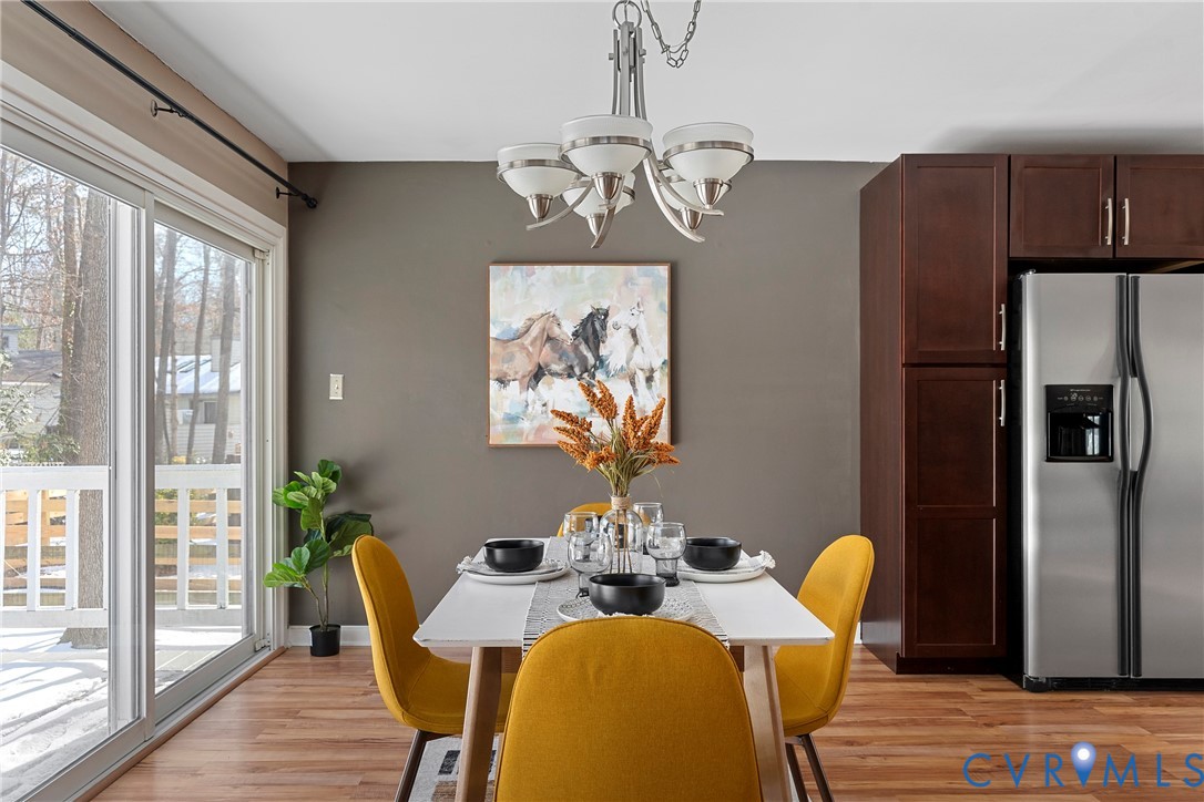 3025 3 Bridges Road Midlothian, VA 23112 - Photo 6 of 22 Dining area featuring a chandelier and light wood-