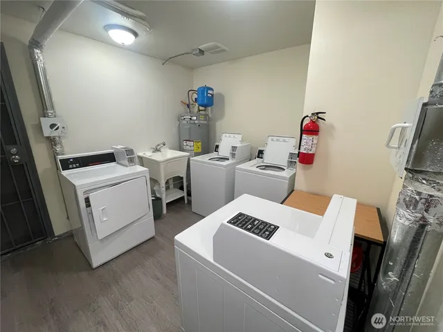 a utility room with dryer and washer