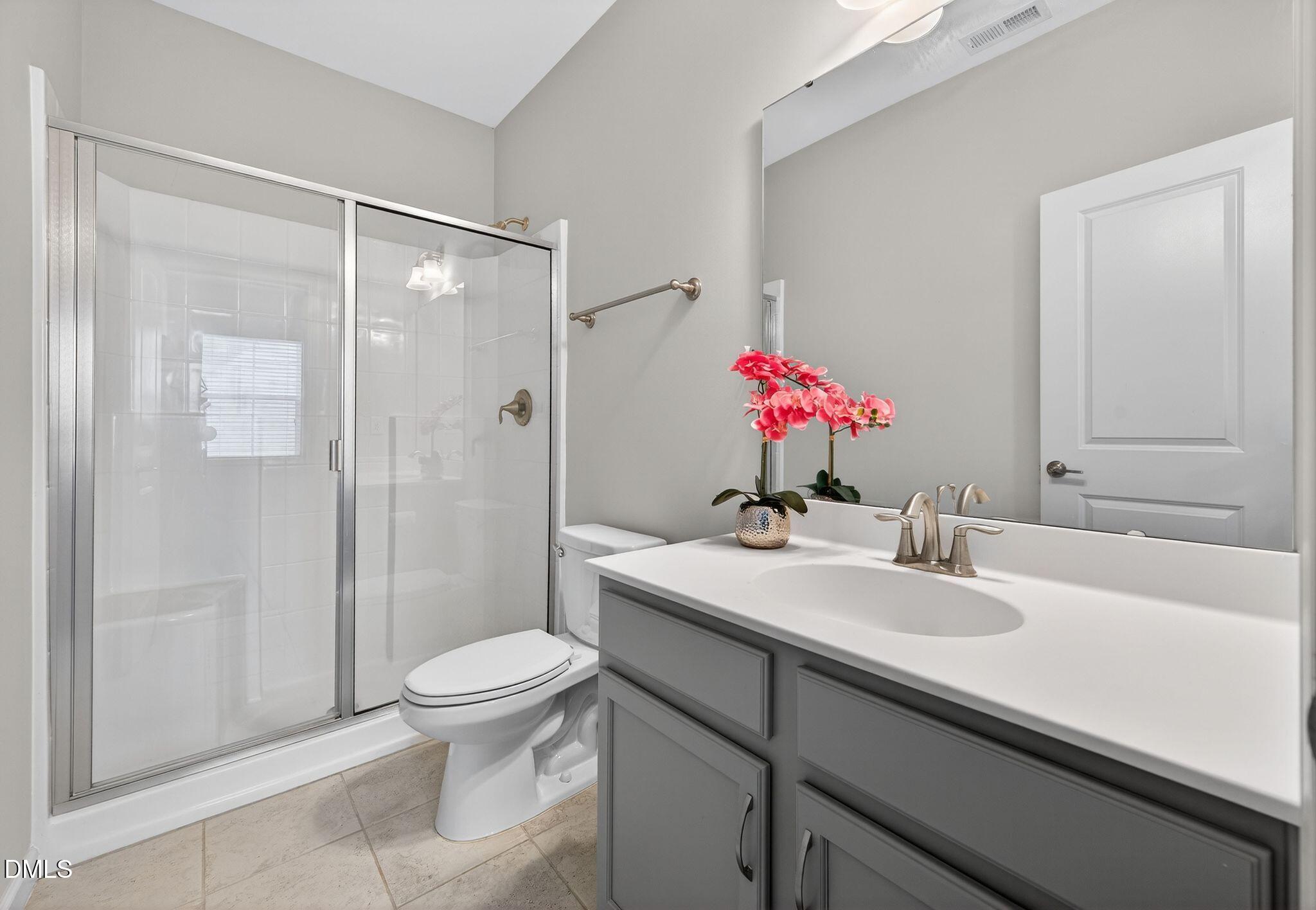 528 Spring Flower Court Cary, NC 27511 - Photo 29 of 51 a bathroom with a sink vanity mirror and toilet