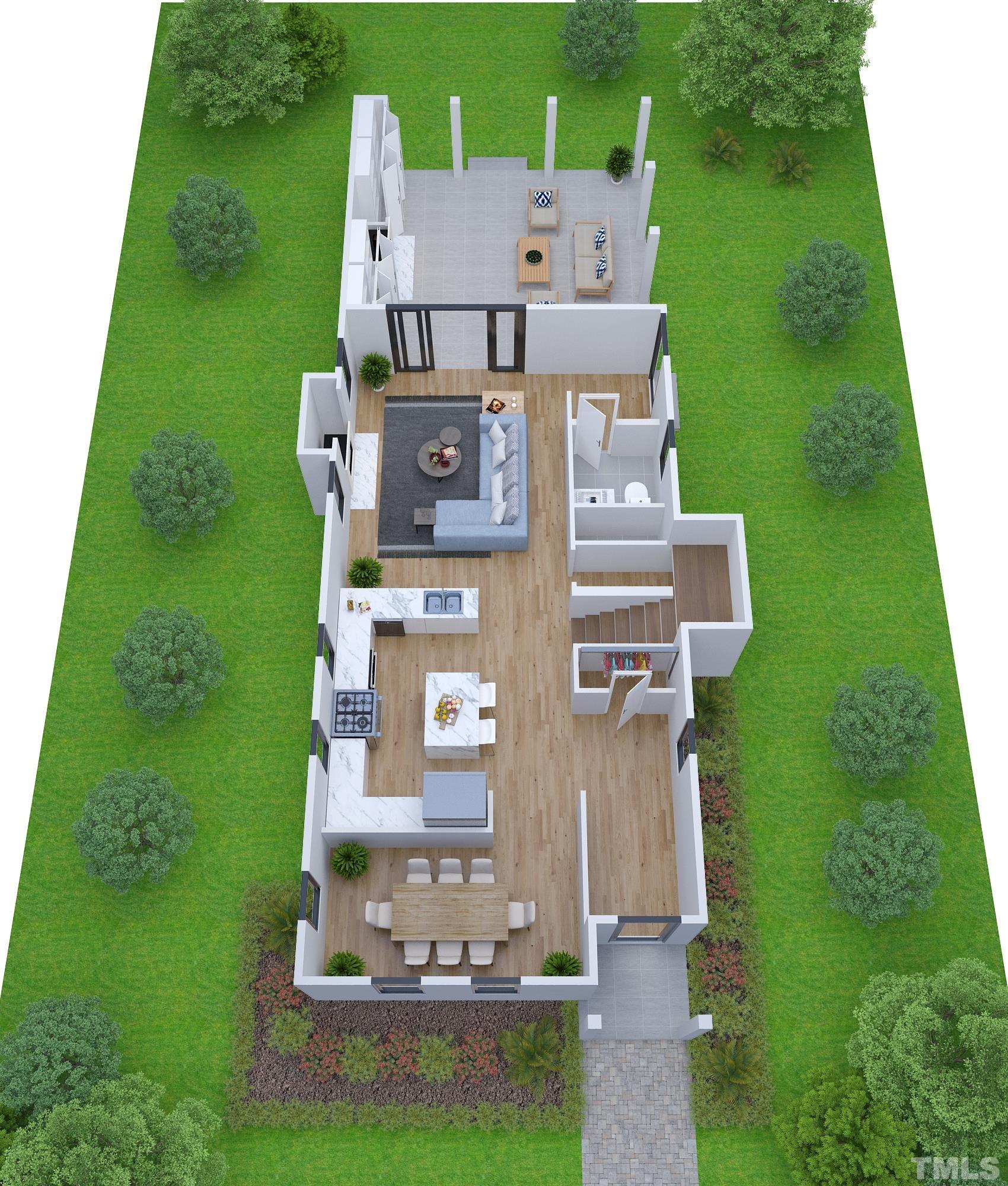 3 Bart Street Raleigh, NC 27610 - Photo 2 of 3 an aerial view of a house with a garden
