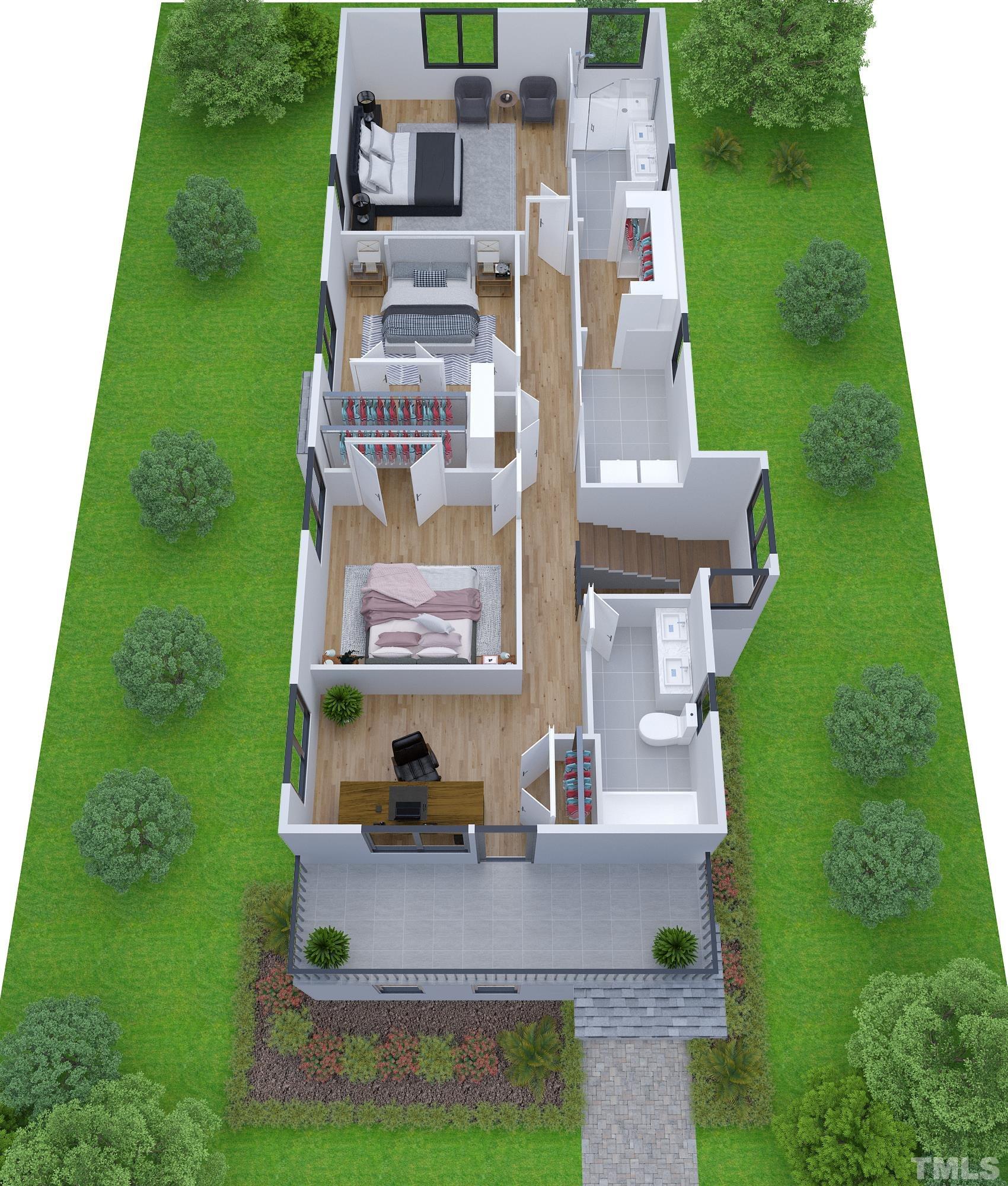 3 Bart Street Raleigh, NC 27610 - Photo 3 of 3 an aerial view of a house with a garden