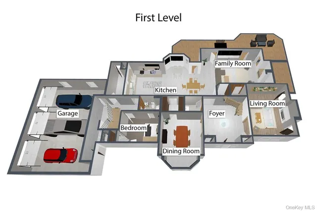 a view of a yard with plants and trees