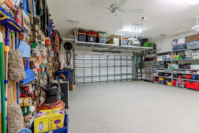 an aerial view of a house with a garden