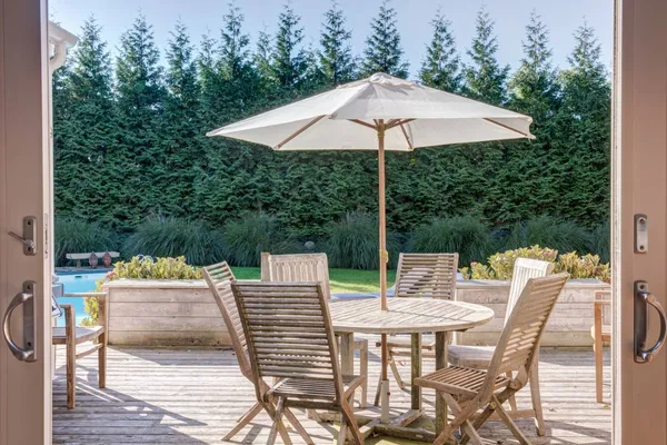 a table and chairs in the patio
