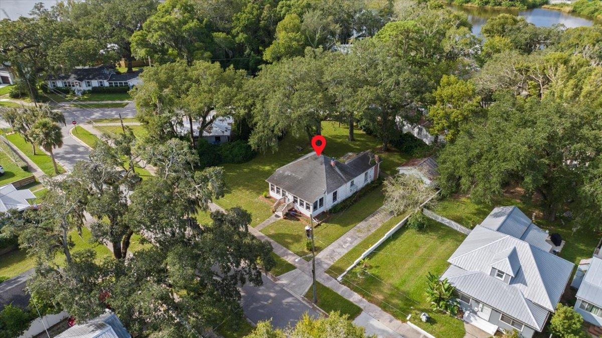 10 Clark Street St. Augustine, FL 32084 - Photo 40 of 44 an aerial view of a house with a garden and swimming pool