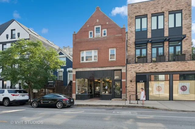 a car parked in front of a building
