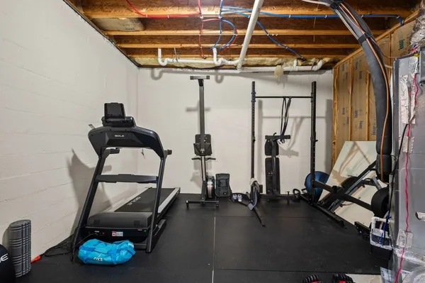 a room with gym equipment