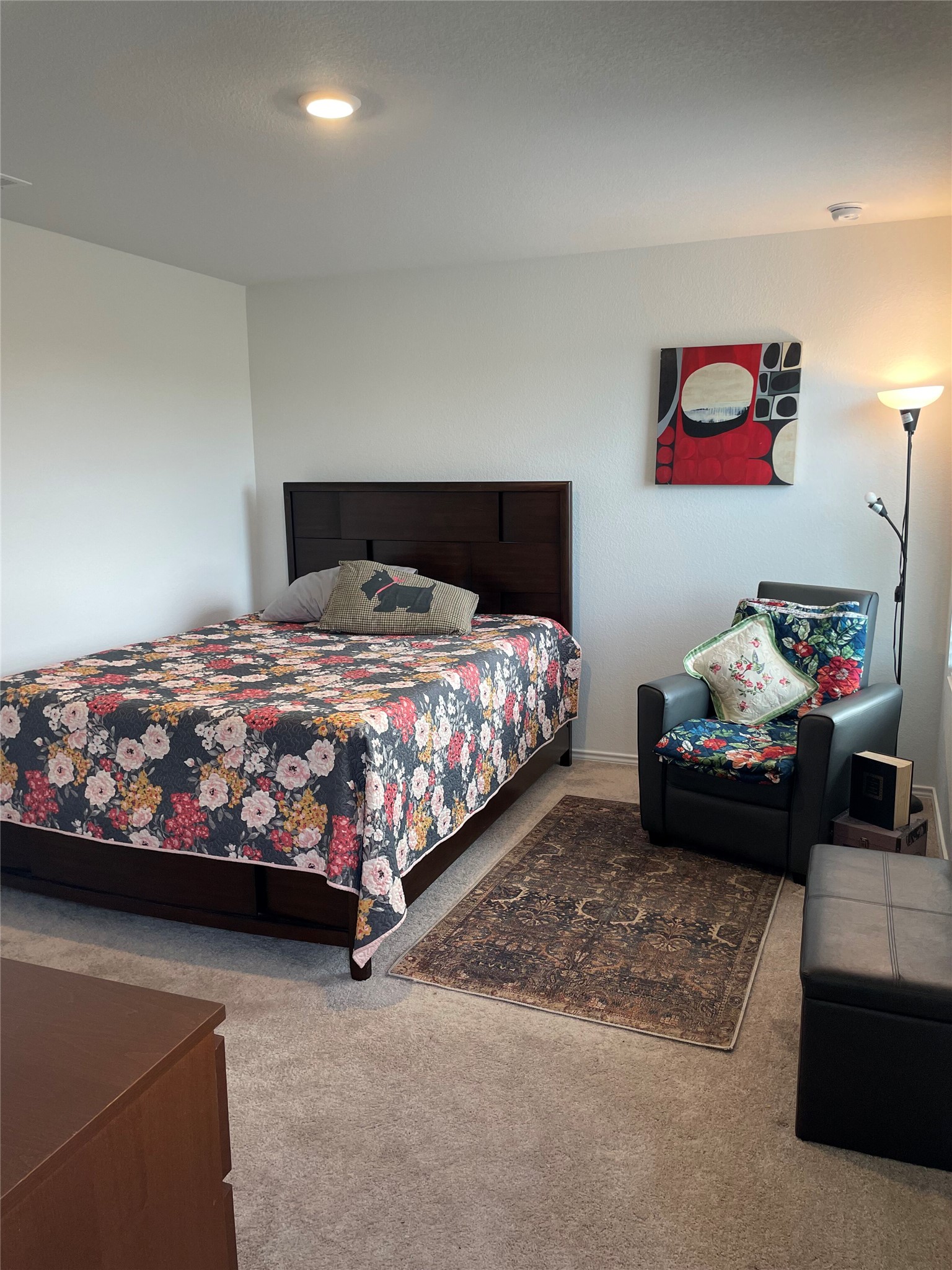 580 Rancho Del Cielo Loop Jarrell, TX 76537 - Photo 9 of 27 a bedroom with a bed and a couch