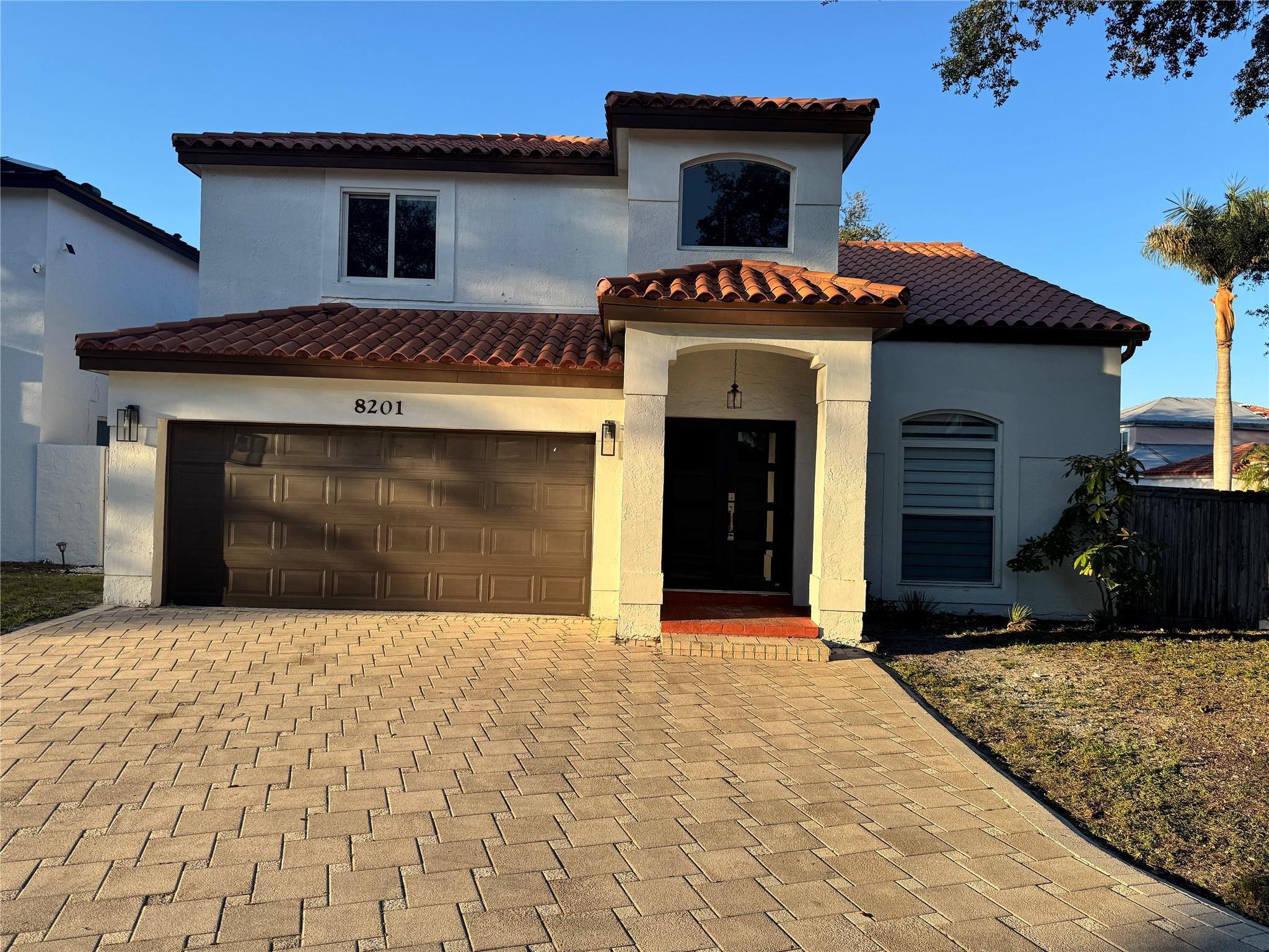 a view of outdoor space yard and garage