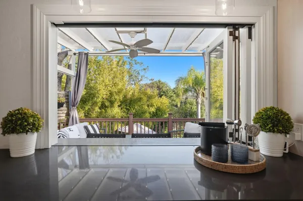 a outdoor living space with furniture and garden view