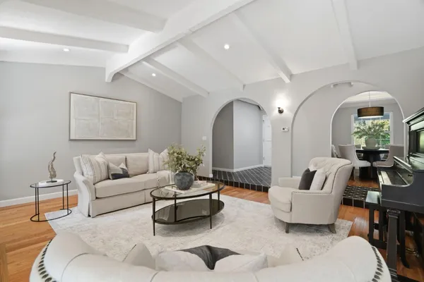 a view of cabinets and window