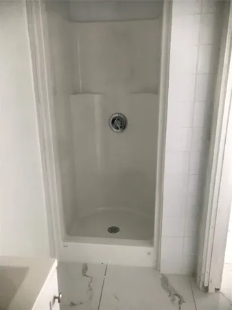 a bathroom with a bathtub