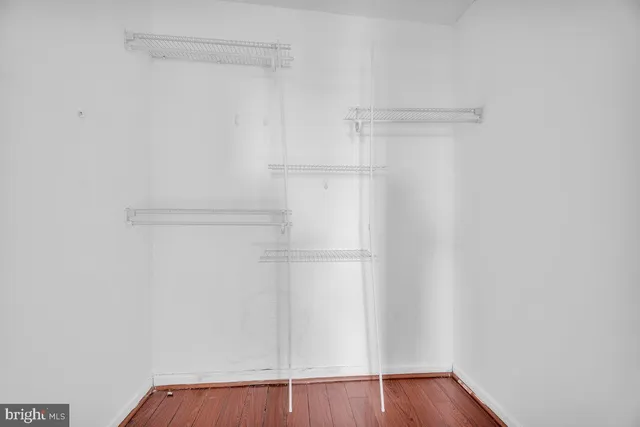 a view of an empty walk in closet