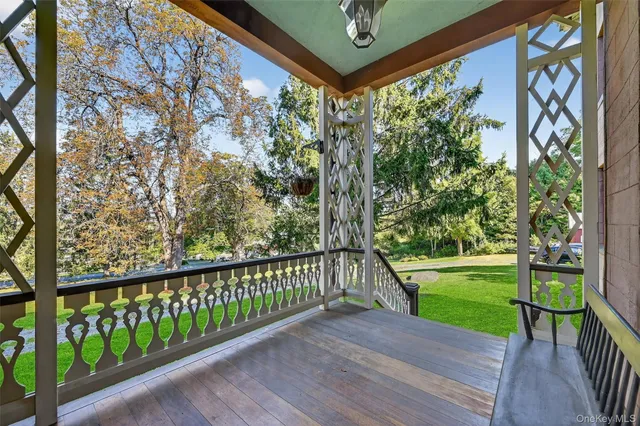 a view of a porch with a yard