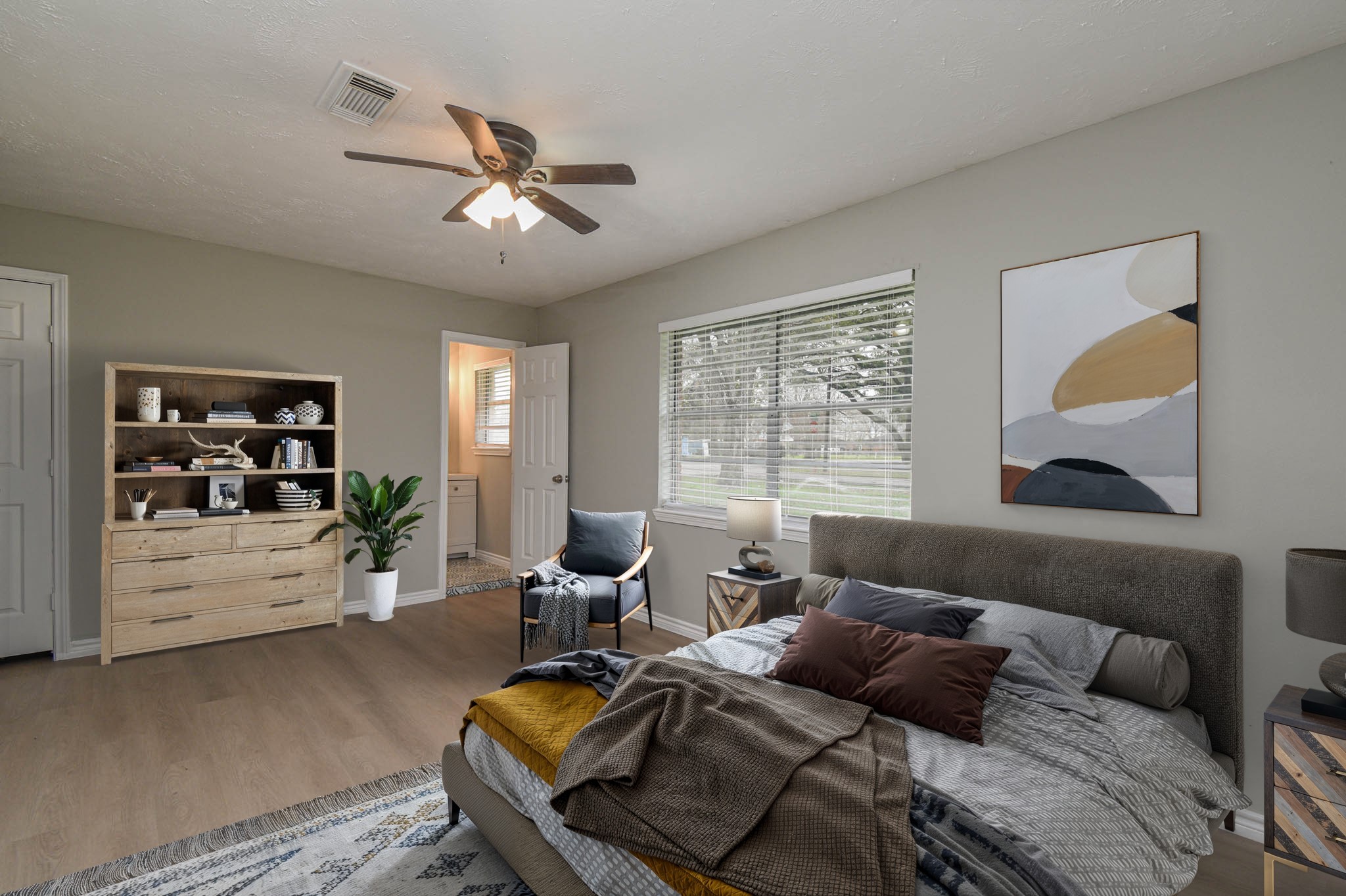 2834 Pansy Street Pasadena, TX 77503 - Photo 12 of 30 Peaceful Primary Bedroom with Completely Updated Bath & Double Closets! Come Relax in this Space. Virtually Enchanced to Show Potential.