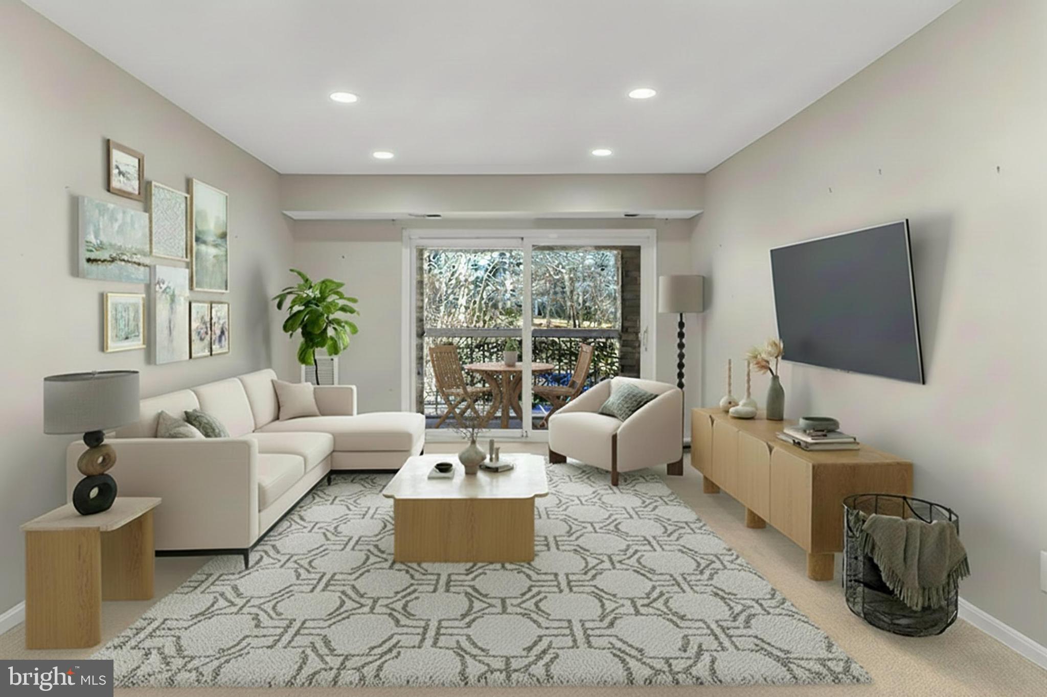 a living room with fireplace furniture and a flat screen tv