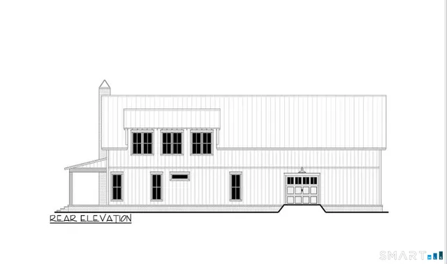 a white building with a large window