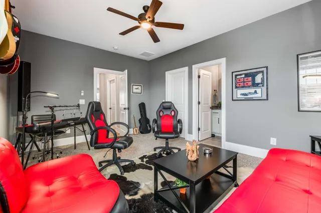 a view of a lake with a city