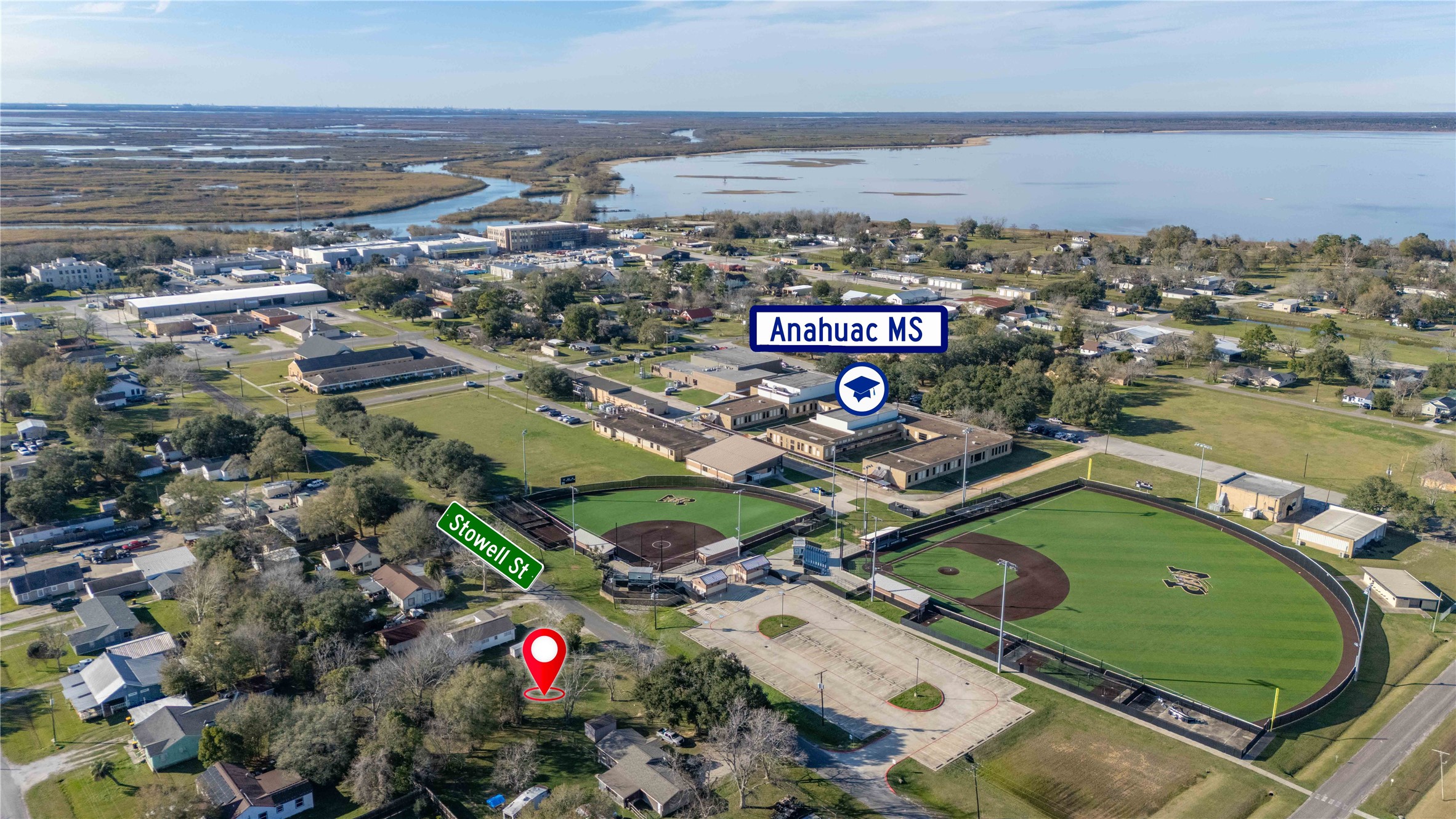 800 Stowell Street Anahuac, TX 77514 - Photo 6 of 8 an aerial view of a city