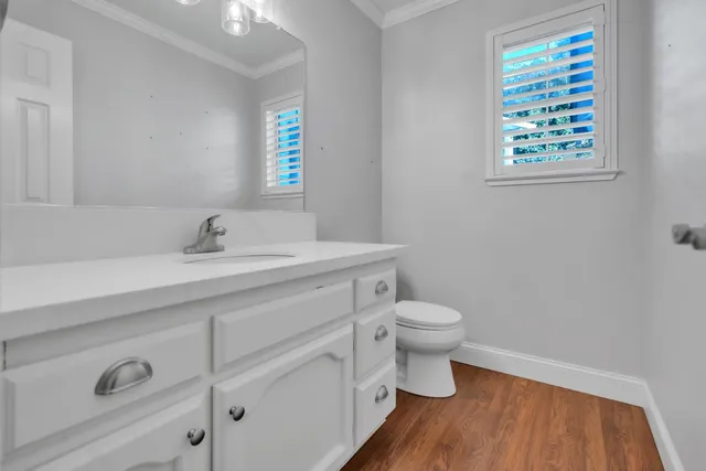 a view of room with hardwood floor