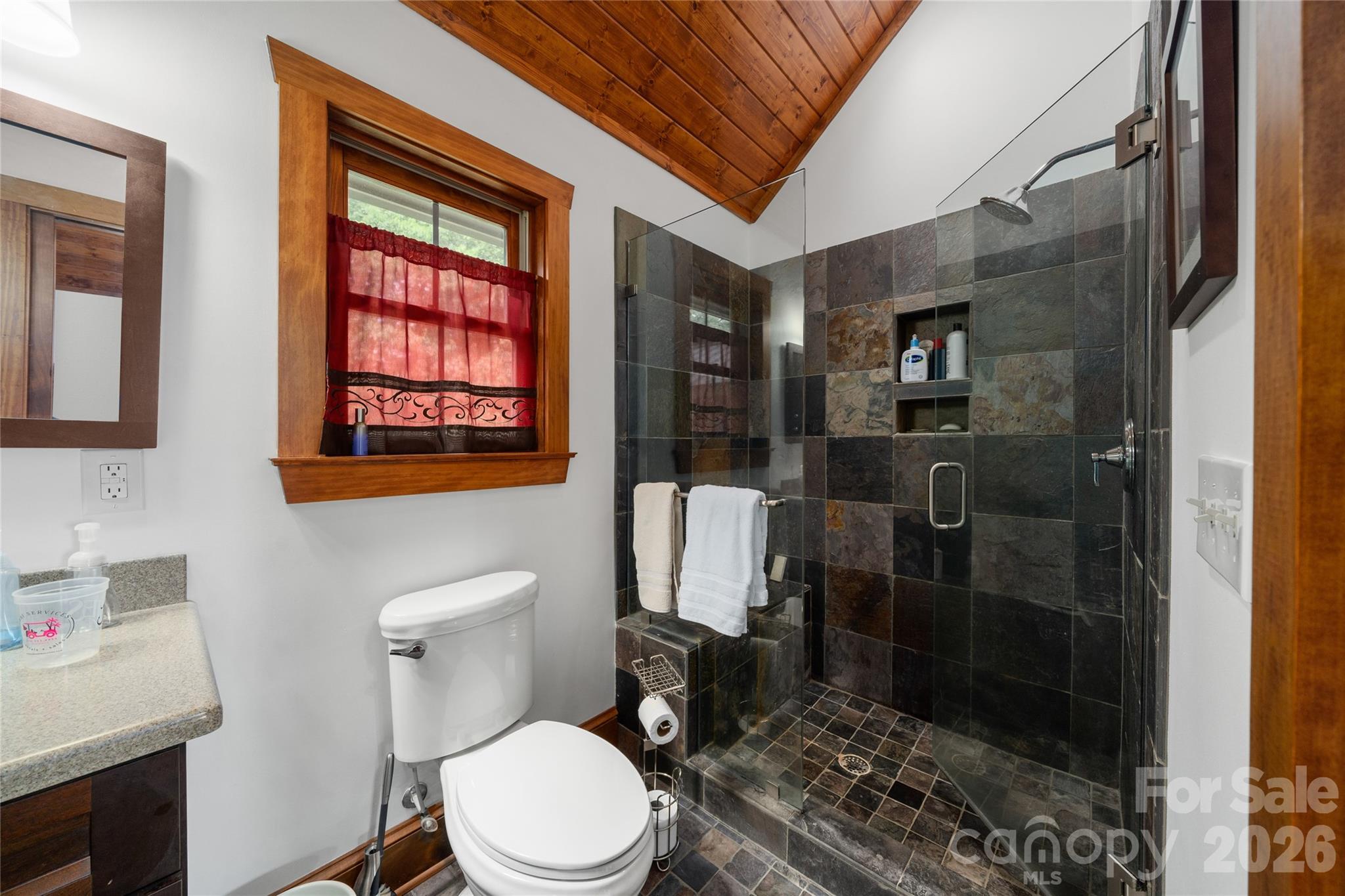 4862 Pinnacle Mountain Road Zirconia, NC 28790 - Photo 33 of 38 a white toilet sitting next to a bathroom sink