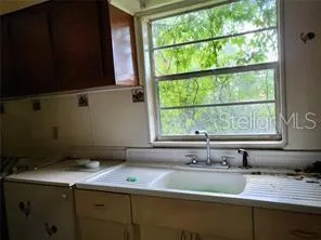 a view of a window in a kitchen