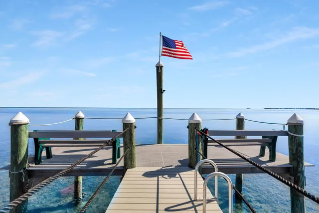 a picture of a lake with a city view