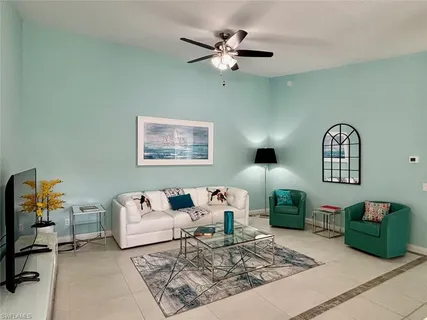 a living room with furniture