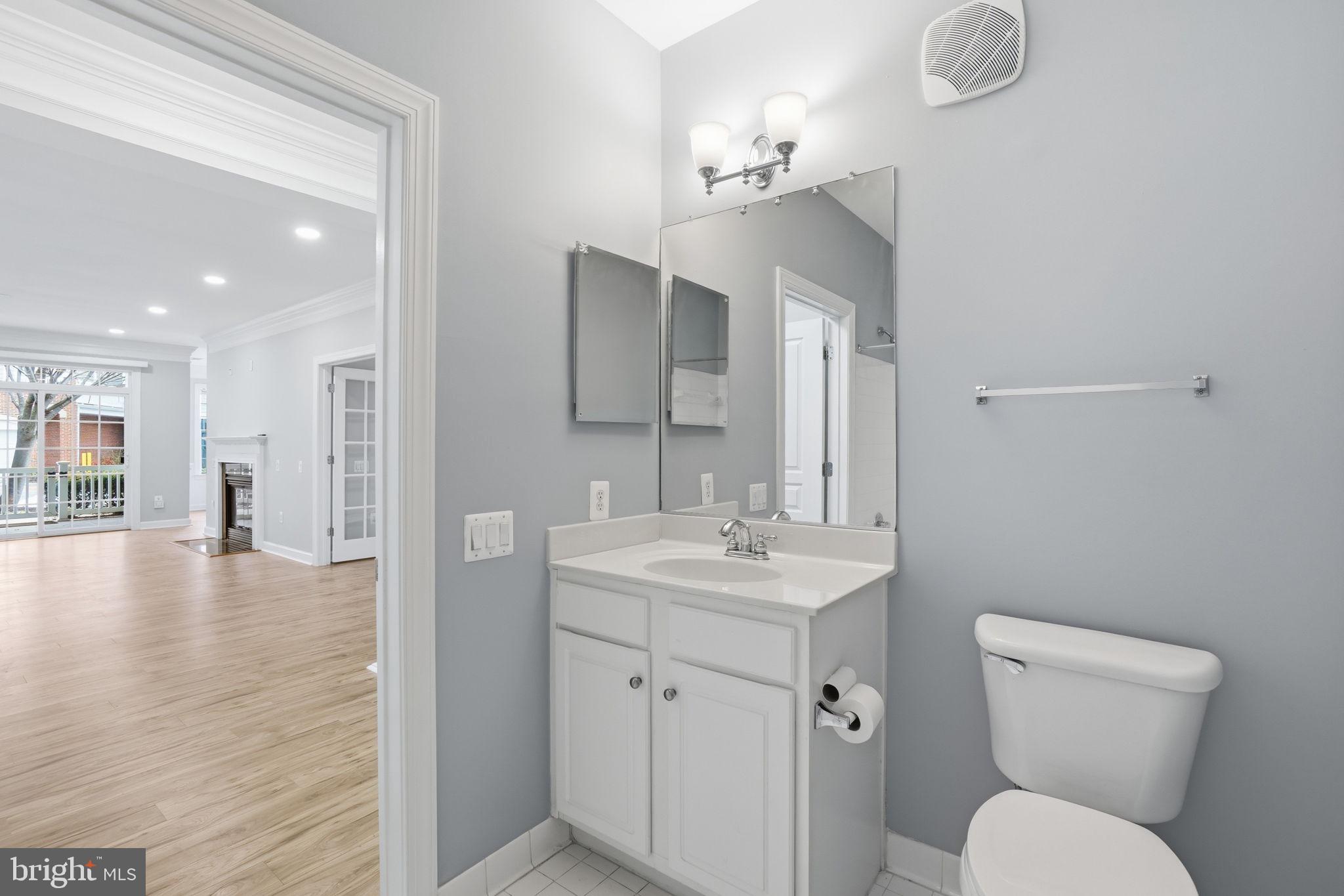 7871 Rolling Woods Court, Unit 1104 Springfield, VA 22152 - Photo 23 of 38 a bathroom with a toilet a sink and mirror