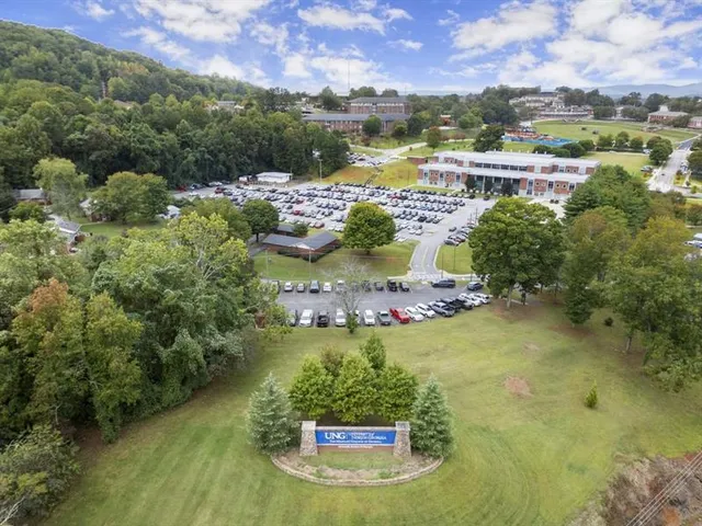 a view of a lake with a city
