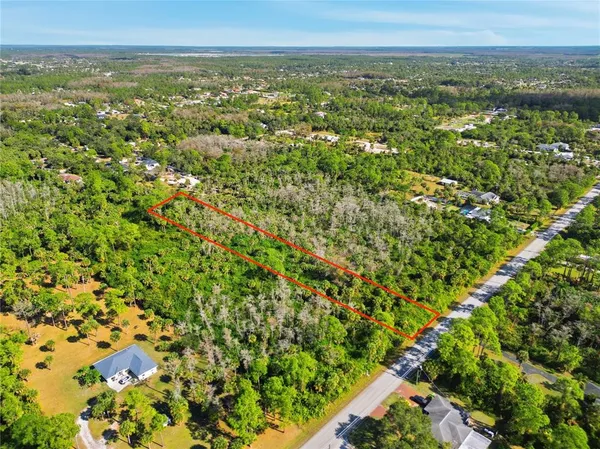 a view of a city with lush green forest