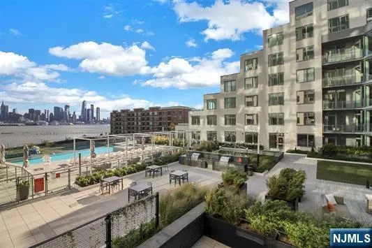 a city view with tall buildings