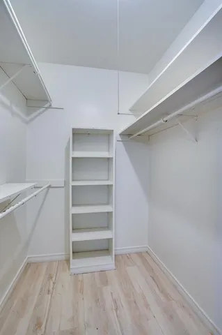 a view of an empty walk in closet