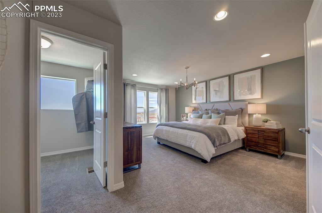 6069 Inman View Colorado Springs, CO 80924 - Photo 9 of 13 a spacious bedroom with a bed and a couch